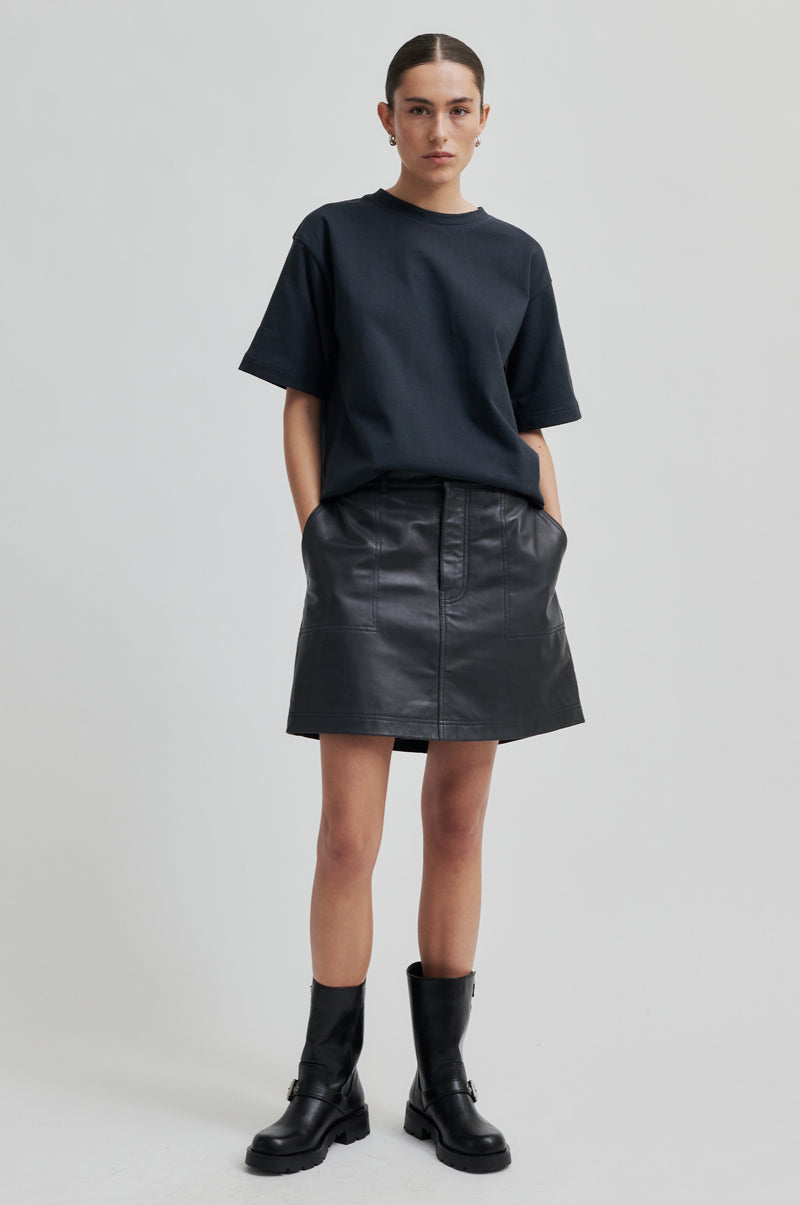 Letho Leather Short Skirt