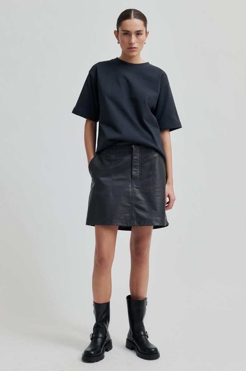 Letho Leather Short Skirt